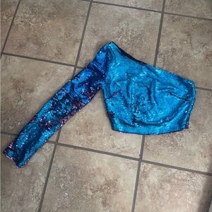 NWT Nasty Gal Blue/Purple Mermaid Sequin Crop Top